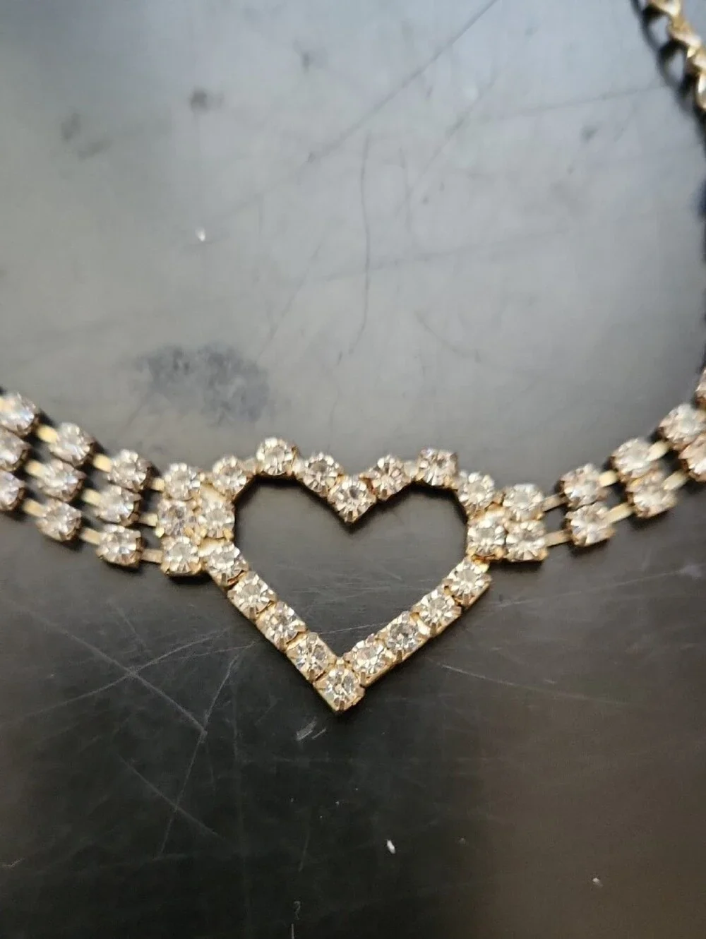 Rhinstone And Silver Tone Chain Belt Max Length 42